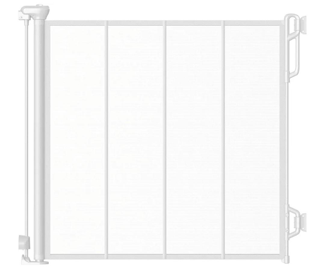 Reinforced Retractable Baby Gate or Mesh Dog Gate,Easy to Use for Stairs, Doorways, Hallways, Indoor, Outdoor, Wide Pet Gate 33.5" Tall, Extends to 45" Wide, White