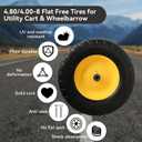 4.80/4.00-8" Tire and Wheel Assembly Set for Wheelbarrows, 5/8" or 3/4" Bore Wheelbarrow Tires for Utility Cart, Wheel Barrel, Wagon, Trailer, Dolly, 16" Solid Rubber Tires Without Flat Spots, 2 Pack