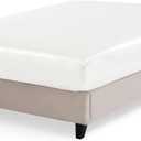 P Pothuiny Satin Fitted Sheet Queen Size, 1 Single Fitted Sheet Only, Extra Soft Deep Pocket Bottom Bed Sheets Mattress Cover Fits 12" to 16", Wrinkle Free, Fully Elasticized (Ivory White)