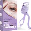 C-Shaped Heated Eyelash Curler Fast Heat Up in 5s - Rechargeable Electric Eyelash Curler for 24H Long Lasting Curls - Safe Anti-Burn Lash Curler Elevate Your Beauty with Stunning Lashes (Purple, L)