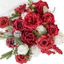 TINGE TIME Artificial Flowers Poinsettia Faux Flowers Bulk for DIY Bridal Wedding Bouquets Baby Shower Centerpiece Table Home Decorations