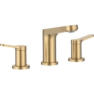 KRAUS Indy Widespread Bathroom Faucet in Spot-Free Brushed Brass with 2 Handles, Pop Up Drain and Supply Lines, FUS-14103SFBB