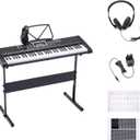 Amazon Basics Portable Electric Keyboard Piano with 61 Full Size Keys, Built-in Speakers, Songs for Learning, Digital Piano, Black