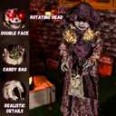 Halloween Animatronics 4ft Creepy Two-Face Doll, Animated 48" Decorations with Candy Bag, Sound Activated, Speak, Light Up Eyes, Scary Move, Haunted House Holiday Decor Horror Prop for Indoor, Outdoor