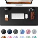 YSAGi Leather Office Desk Pad Protector, Large Mouse Pad, Non-Slip, PU Leather, Laptop Desk Blotter, Waterproof Writing Pad for Office and Home, Black, 23.6" x 13.8"