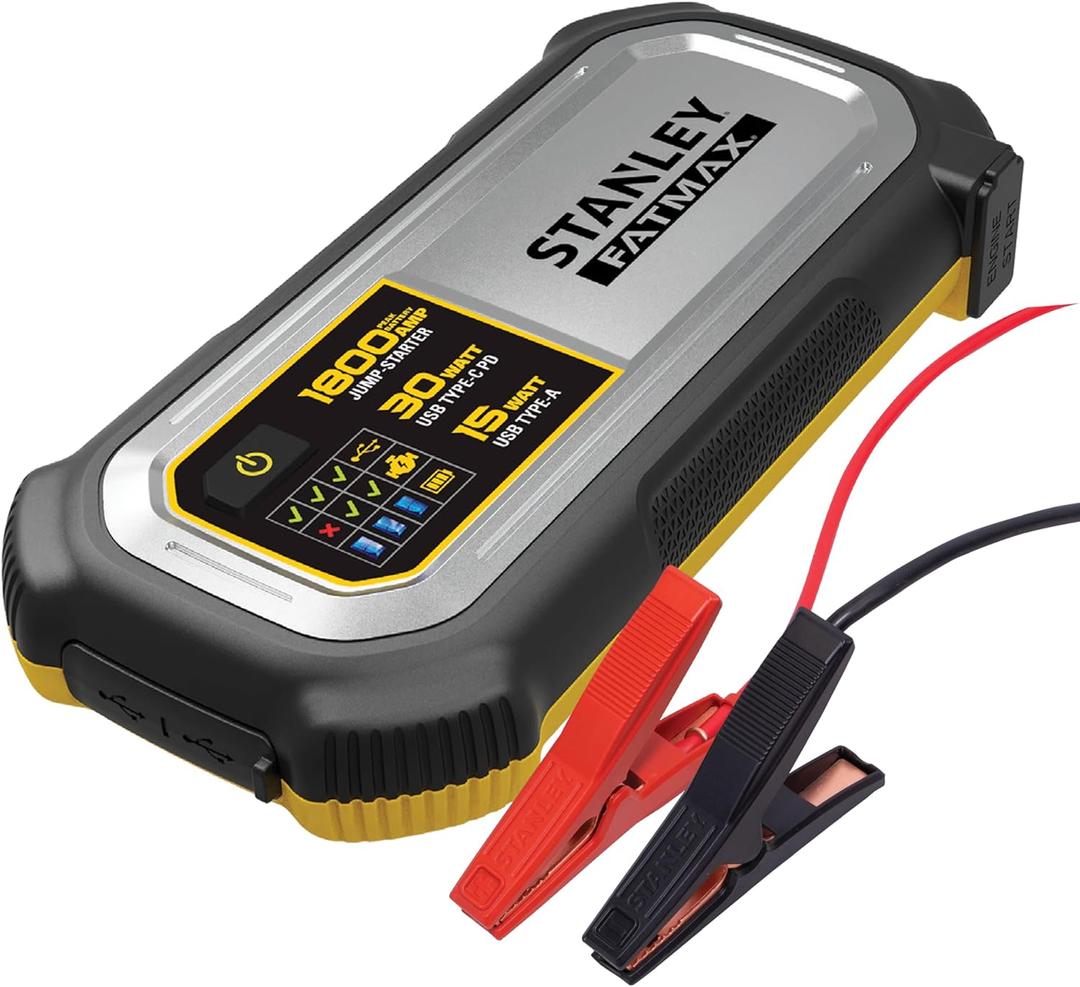 Stanley 1800 Peak Amp Lithium Jump Starter with USB & Case