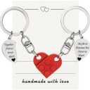Heartfelt Matching Keychains: Romantic Gift for Couple, Christmas Gifts for Boyfriend & Dad Keychain 2PCS