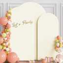 Wokceer Wedding Arch Backdrop Cover (8FT, 7.2FT, 6.6FT) Set of 3 Spandex Fitted Wedding Arch Stand Covers Round Top Chiara Backdrop Stands Cover for Birthday Party Ceremony Banquet Decor Ivory