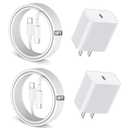 6FT iPhone 17 16 15 Charger Fast Charging, 2Pack 20W USB C Apple Charger Travel Plug Block Phone Charging Cable Cord for iPhone 17 Air/17 Pro/17 Pro Max/16e/16 Pro Max/16 Plus/15/15 Pro/15Pro Max/iPad (White)