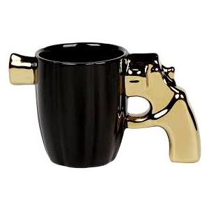loobuu Fashion Ceramic Coffee Tea Cup, Special Cool Coffee Mug 3D Cool Pistol Design Durable Tea Cup Attractive Mugs Personalized Porcelain Gifts for Men Women - 12OZ (Pistol)