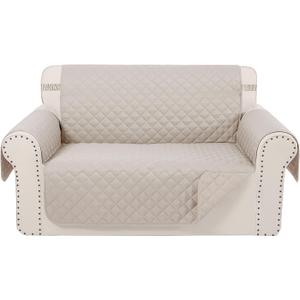 Reversible Loveseat Sofa Covers Couch Cover Furniture Protector, (Loveseat, Beige/Beige) (Loveseat-Oversized(54"))