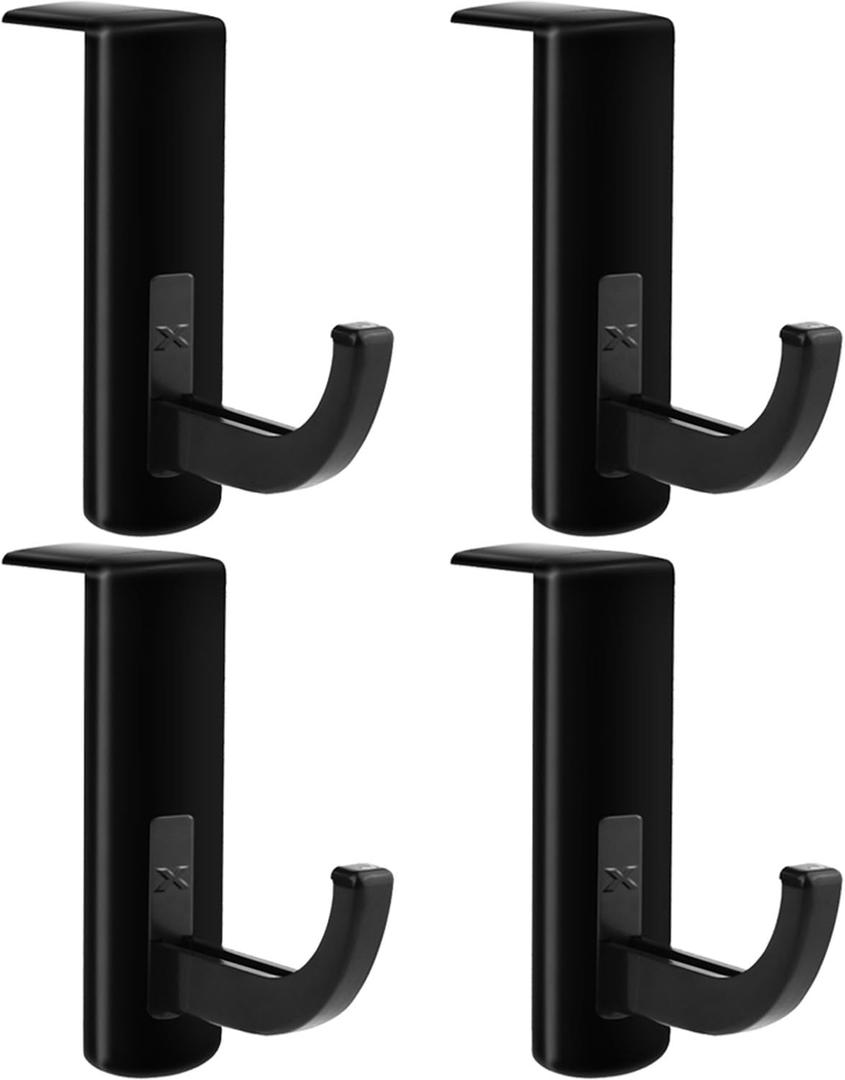 Mudder 4 Pack Monitor Hooks Headphone Headset Hanger Monitor Stand Holder Headset Stick-on Hook, Black