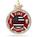 CHOANG Firefighter Christmas Ornament 2025 - Fireman Maltese Cross Xmas Tree Ornaments, 2 Layer Wood - Appreciation Gift for Firefighter Dad, Mom, Husband, Brother, Family