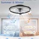 ZMISHIBO Low Profile Ceiling Fans with Lights and Remote, 20 Inch Flush Mount Ceiling Fan with Light, 3000K-6000K Dimmable Fandelier LED Fan Light, 6 Wind Speeds Black Ceiling Fans for Bedroom