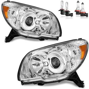 Headlights W/Bulbs for 2006 2007 2008 2009 4Runner Limited Sport SR5 Projector Headlights Headlamp Replacement Chrome Housing Passenger and Driver Side