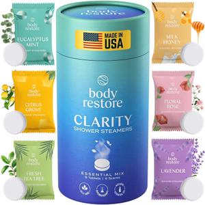 Body Restore Shower Steamers Aromatherapy 6 Pack  Valentines Day Gifts for Her and Him, Birthday Gifts for Women and Men, Relaxation, Stress Relief, Self Care  Clarity