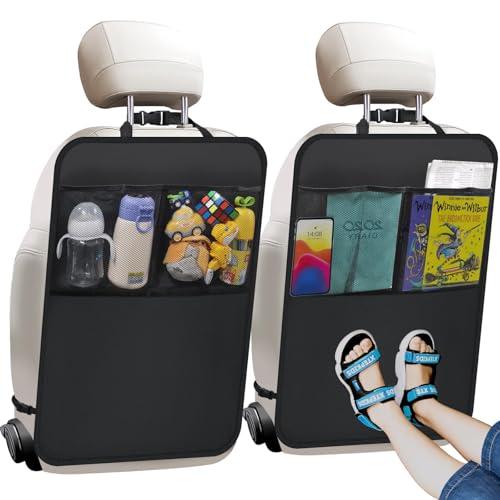 Kick Mats with Organizer -2 Pack Backseat Protector Seat Covers for Your Car, SUV, Minivan or Truck Seats - Vehicle Back Seat Kids Safety Accessories -Universal Fit Automotive Interior Protectors