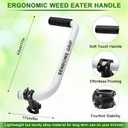 Weed Eater Handle, Ergonomic String Trimmer Grip Extension Back Saver,with Adjustable Shoulder Strap, -Universal Weedeater Handle for Lawn Care, Landscaping, Grass,Trimming (White)