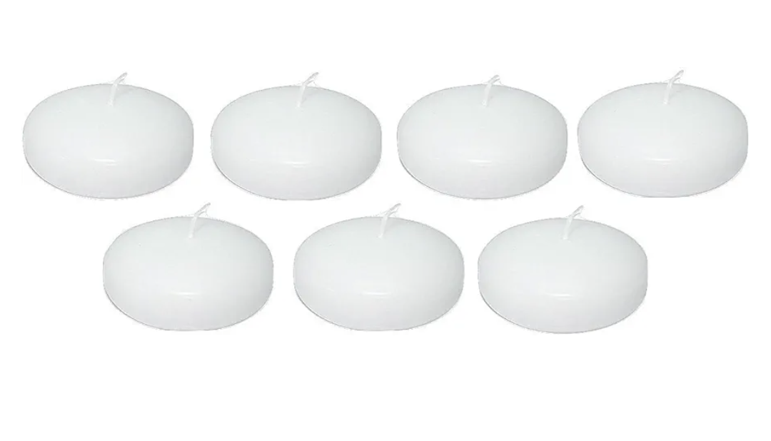 D'light Online Large White Floating Candles 3 Inch Wax Discs for Events, Weddings, Spa, Home Decor, Special Occasions, Cylinder Vases, Centerpieces, Pool and Holidays (Large - 3" (Set of 25), White)