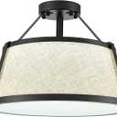 DANSEER Drum Flush Mount Ceiling Light Black Finish Dimmable LED for Bedroom Hallway Living Room Entry