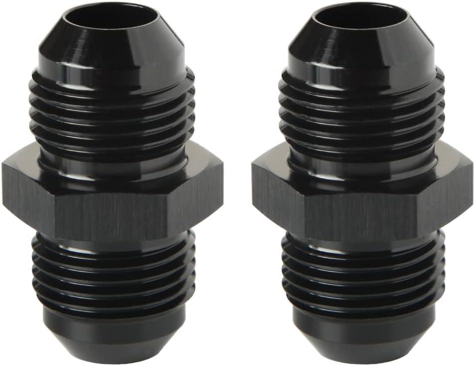 8AN Male to 8AN Male Flare Union Coupler Adapter Fitting Fuel Oil Connector Straight Aluminum Black, Pack of 2