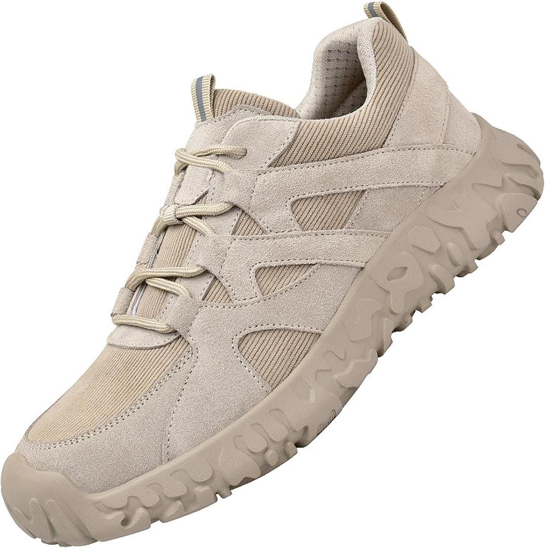 Steel Toe Shoes for Women Men  Lightweight Slip Resistant Safety Work Shoe with Impact & Puncture Resistance for Protection (8 Women/6.5 Men, Khaki)