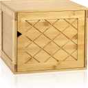 Fasmov Cube Storage Organizer, Bamboo Cube Bookshelf, Stackable Connect Storage Cube Cubby Organizer with Door, Stackable Cubes Bin for Bedroom, Home and Office