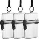 Outus 3 Pcs Waterproof ID Badge Holder Case with Waterproof Buckle Floating Sports Case Locker with Adjustable Hanging Rope Plastic Card Dry Box(Clear,4.72 x 2.95 x 1.57 in,Classic)