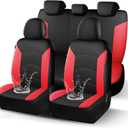 HChengkikz Car Seat Covers Full Set, Waterproof Neoprene Car Seat Covers, Airbag Compatible, Universal Automotive Seat Covers for Most Cars, SUVs, Trucks (Black + Red)