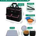 Dog Travel Bag - Dog Travel Kit for a Weekend Away Set Includes Pet Travel Bag Organizer for Accessories, 2 Collapsible Bowls, 2 Travel Food Container