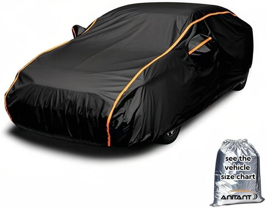 Lightweight Small Car Cover Waterproof All Weather Outdoor Full Exterior Cover for Automobiles Fit Sedan Chevy Cobalt Audi A3 Under 179" (Size 3: Sedan 0 (Up To 178"), Black(Air Pro))