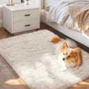 Ophanie Small Ivory Entryway Throw Rugs for Bedroom, 2x4 Mini Area Rug, Affordable Non Slip Fluffy Carpet, Fuzzy Soft Living Room Rugs, Home Decor Aesthetic, Nursery