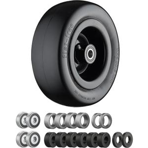 11x4.00-5 Lawn Mower Tire Flat Free with 3/4" or 5/8" and 1/2" Bearings, 3.6"-6.7" Centered Hub, Load 330lbs,11x4.00-5 Tire Zero Turn Front Tires by Cubesprings - 1Pack