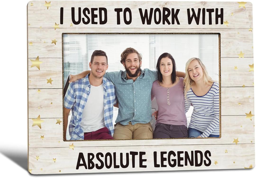 Retirement Picture Frame, Farewell Retirement Gifts for Coworkers Colleagues, Team Photo Frame 4x6, I Used to Work with Absolute Legends Wooden Photo Picture Frames for Desk Tabletop Decor