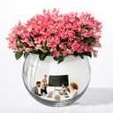 6" Spherical Convex Mirror Glass Bowl Vase - Safety Cubicle Reflector & Desktop Rearview Mirror to See Behind You for Office/Home Décor, Floral Arrangements, Planter Storage (Silver)