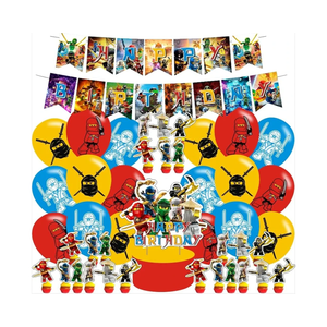 Ninja Party Decorations,Birthday Party Supplies For Cartoon Ninja Hero Party Supplies Includes Banner - Cake Topper - 24 Cupcake Toppers - 18 Balloons