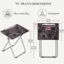 Folding TV Tray Table with Cup Holder, TV Dinner Table with Sturdy MDF Top, Eating Trays with Tablet Slot for Living Room, Bedroom, Sofa (Black Marble, 4Pcs)