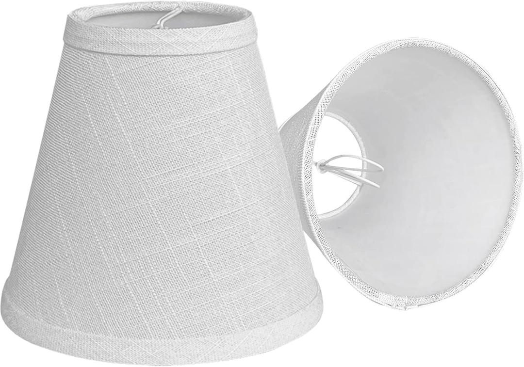 Double Mini Small White Barrel Lamp Shades Clip On Bulb, TOOTOO STAR Barrel Fabric Lampshade for Table Chandeliers Wall Floor Lamp Replacement, 3x6x5 Inch, Set of 2 (White 2 PCS Pack)