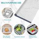 BBXTYLY Extra Large Expandable Roll Up Dish Drying Rack,Over The Sink Drying Rack Sink Cover Kitchen Sink Accessories Kitchen Rolling up Stainless Steel Drainer, Foldable,RollableGrey25.1''-17.3''