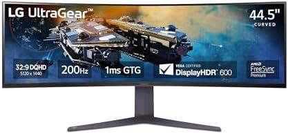 LG 45GR65DC-B Ultragear Curved Gaming Monitor 45-Inch 32:9 QHD 200Hz 1ms UltraWide Display AMD FreeSync Premium Pro VESA DisplayHDR 600 HDMI 2.1 x2 DP UBS x3 Tilt/Height/Swivel Stand - Black