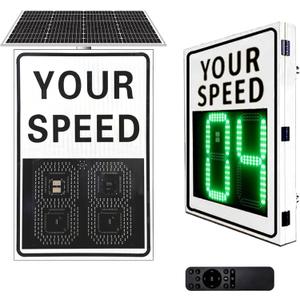 35"X24" Solar Powered Radar Feedback Sign,Flashing Speed Limit Indicator,Solar Powered LED Radar Speed Display Signs,Applicable to Speed-Limited Roads,Highways (35"X24")