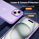 3 x Hython Case for iPhone 15 Plus Case Magnetic Translucent Matte Phone Cases 6.7" [Compatible with MagSafe] Thin Slim Fit Shockproof Bumper Hard Protective Cover for Women Men Girls, Light Purple
