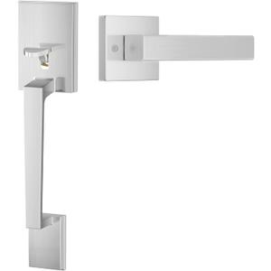 goldenwarm Front Door Handle, Entry Door Handle and Reversible Handle Lever, Modern Front Door Handle Only, Brushed Nickel Front Door Entry Handleset (Square)
