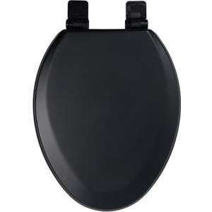 Toilet Seat, Slow Close, Soft Touch, Ultra-Smooth Matte Finish (No Orange-Peel Texture), Premium Moulded Wood, Quick Release, PIKLiDS (Black, Elongated)