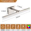 SOLFART 24 inch LED Vanity Lights Brushed Nickel Bathroom Light Fixture Bathroom Vanity Lights Over Mirror Vanity Lighting Fixtures 5 Color Temperature Dimmable Led Light Bar 5CCT