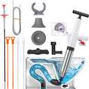 Toilet Plunge Blaster, 13-Piece Pipe Unclogging Tool Set, Drain Clog Remover, High Pressure Toilet Plunger with Real-Time Barometer, for Unclog Toilet, Bathrooms, Sinks, Floor Drains (White)