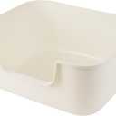 Large Cat Litter Box with High Sides,Cat Boxes for Indoor Cats,Cat Litter Pan for Kitty,Litter Box with Low Entry,Easy to Clean,Anti-Splashing (White-Long Side Entry)