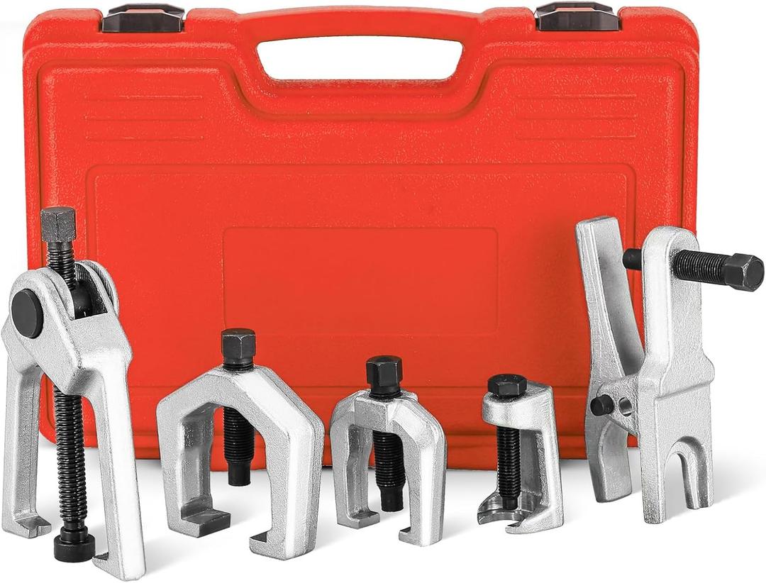 NYXOVA 5pcs Ball Joint Separator Pitman Arm Puller, Tie Rod End Tool Set for Front End Service, Splitter Removal Kit (Red)