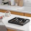 2 x Kitsure Silverware Organizer for Drawers - Expandable Cutlery and Utensil Drawer Organizer with Easy Maintenance, Premium PP Kitchen Organizers and Storage for Flatware, Black, 13.2" x 12.2" x 1.6" (Medium)