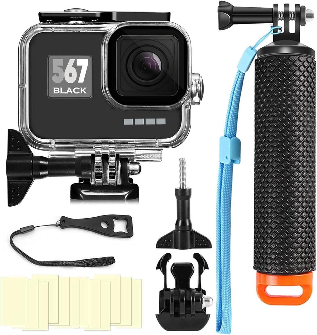 BO&DQQ Compatible for Go Pro Hero (2018) 7 6 5 Black Waterproof Housing Case 45M/147FT Protective Underwater Diving Case Shell with Cameras Handle Mount Accessories Kit